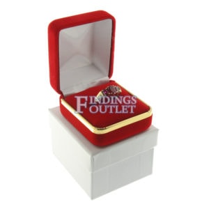 Red Velvet Gold Trim Ring Box Display Jewelry Gift Box Outer