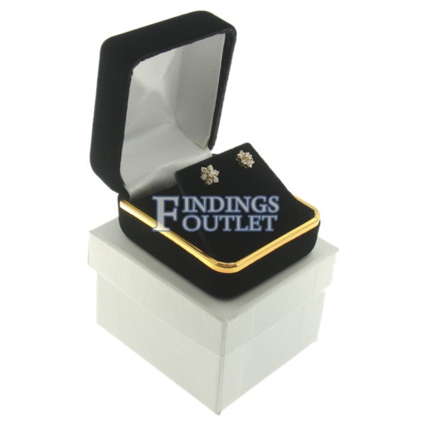 Black Velvet Gold Trim Earring Box Display Jewelry Gift Box Outer