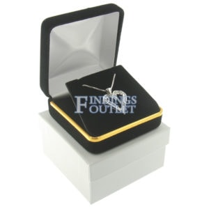 Black Velvet Gold Trim Pendant Box Display Jewelry Gift Box Outer