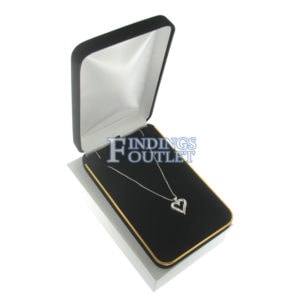 Black Velvet Gold Trim Necklace Box Display Jewelry Gift Box Outer