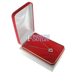 Red Velvet Gold Trim Necklace Box Display Jewelry Gift Box Outer