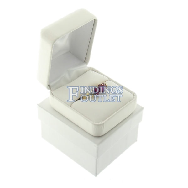 White Leather Ring Box Display Jewelry Gift Box Outer