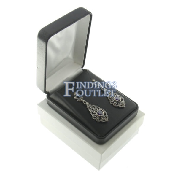 Black Leather Earring Pendant Box Display Jewelry Gift Box Outer