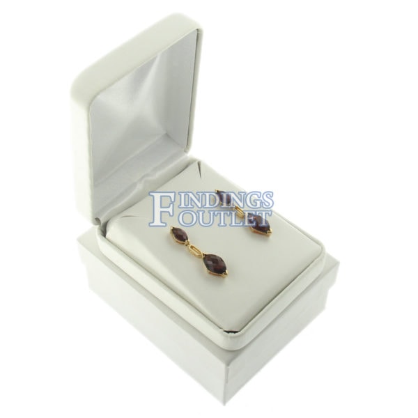 White Leather Earring Pendant Box Display Jewelry Gift Box Outer
