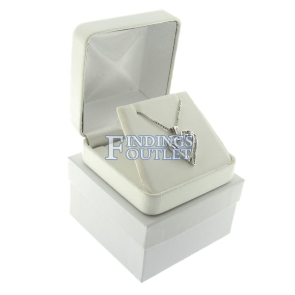 White Leather Pendant Box Display Jewelry Gift Box Outer