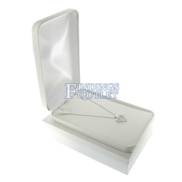 White Leather Necklace Box Display Jewelry Gift Box Outer