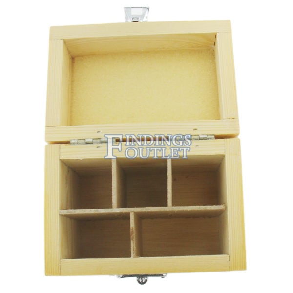 5 Compartment Wooden Box Open