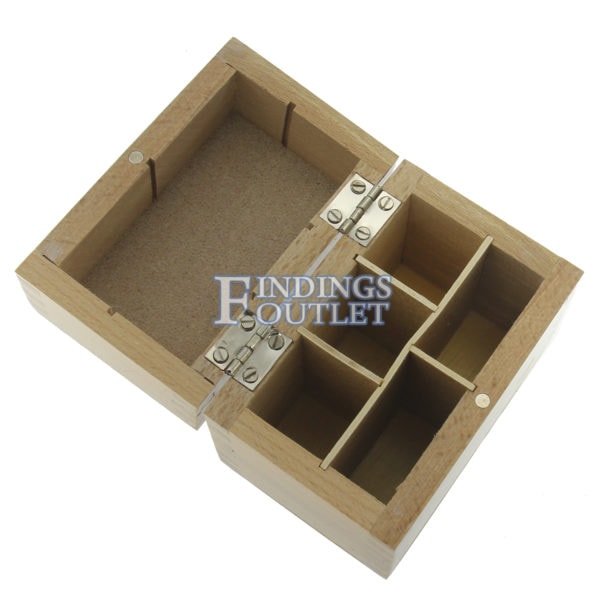5 Compartment Wooden Box With Magnetic Lock Angle
