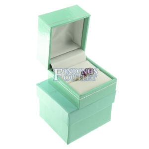 Teal Blue Leather Ring Box Display Jewelry Gift Box Outer