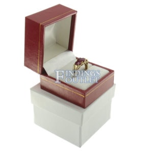 Red Leather Classic Ring Box Display Jewelry Gift Box Outer