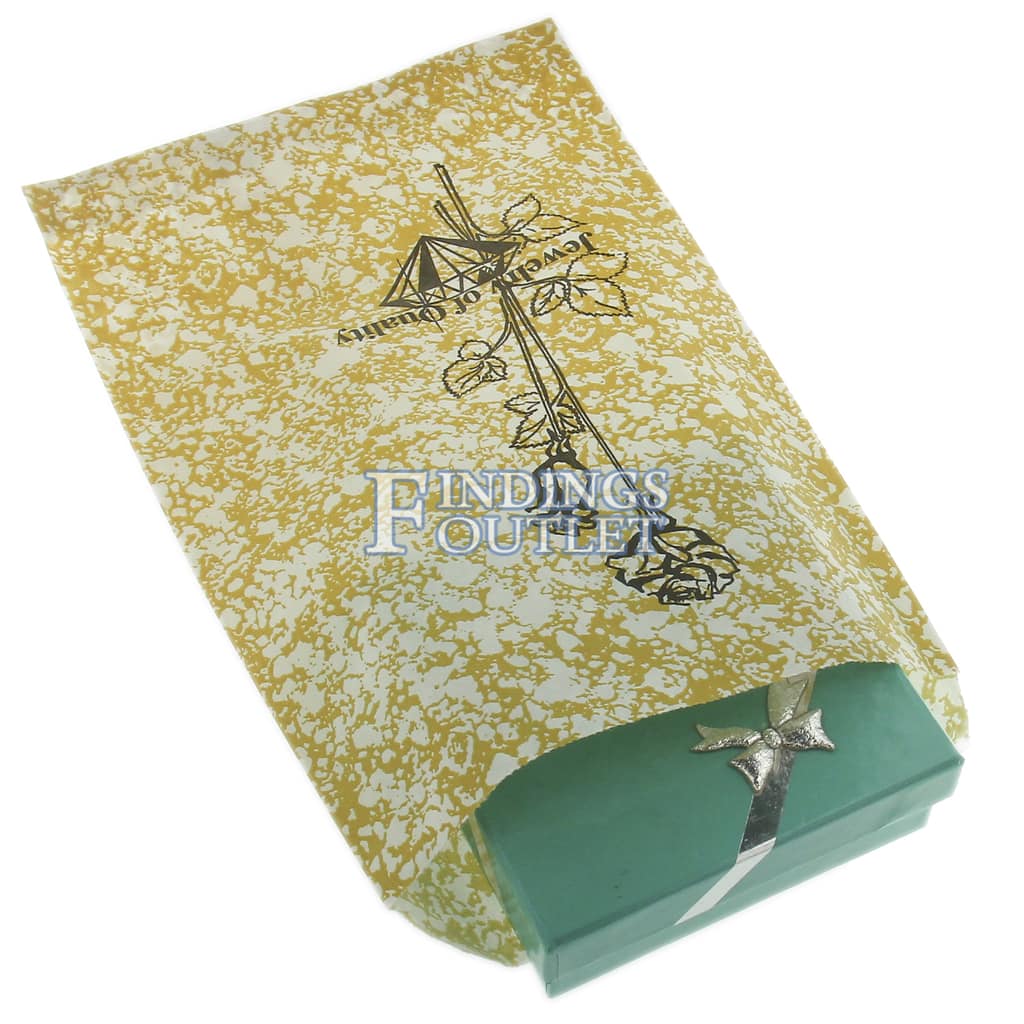 500 Jewelry Paper Shopping Gift Bag 6x9 Gold Tone 