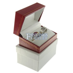 Red Leather Classic Double Ring Box Display Jewelry Gift Box Outer