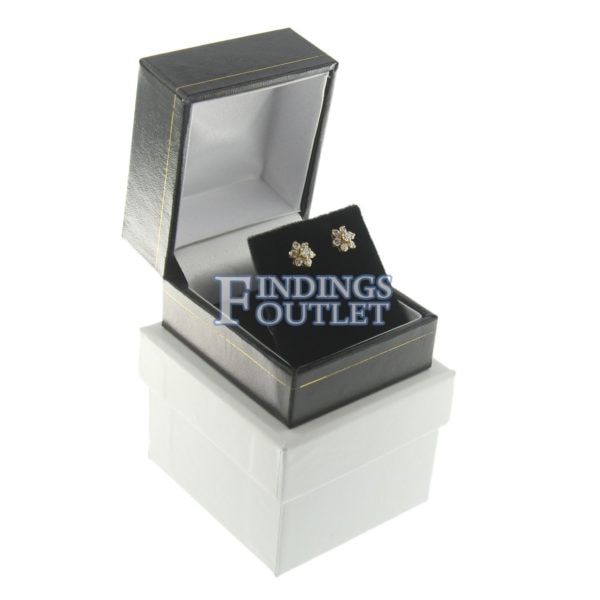 Black Leather Classic Earring Box Display Jewelry Gift Box Outer