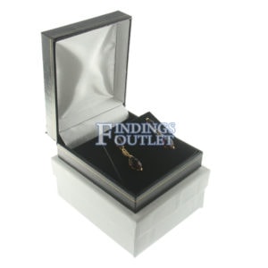 Black Leather Classic Earring Pendant Box Display Jewelry Gift Box Outer