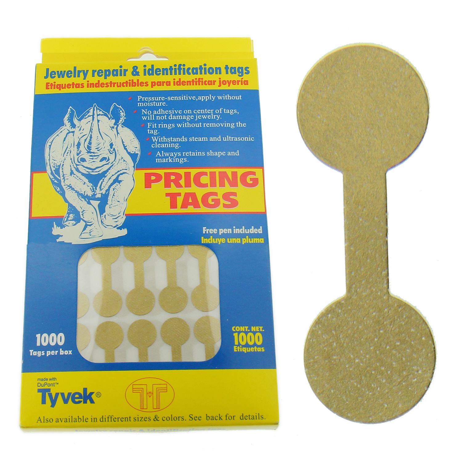 Rhino Square Gold Standard Sticker Jewelry Price Tags 1000 Pcs - Findings  Outlet