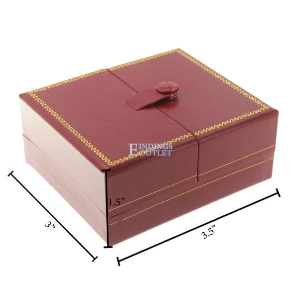 Red Leather Double Door Large Earring Box Display Jewelry Gift Box Dimensions