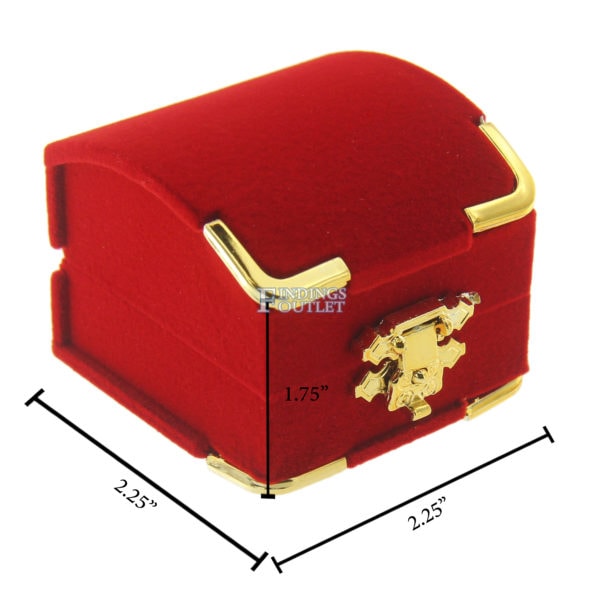Red Velvet Treasure Chest Ring Box Display Jewelry Gift Box Dimensions