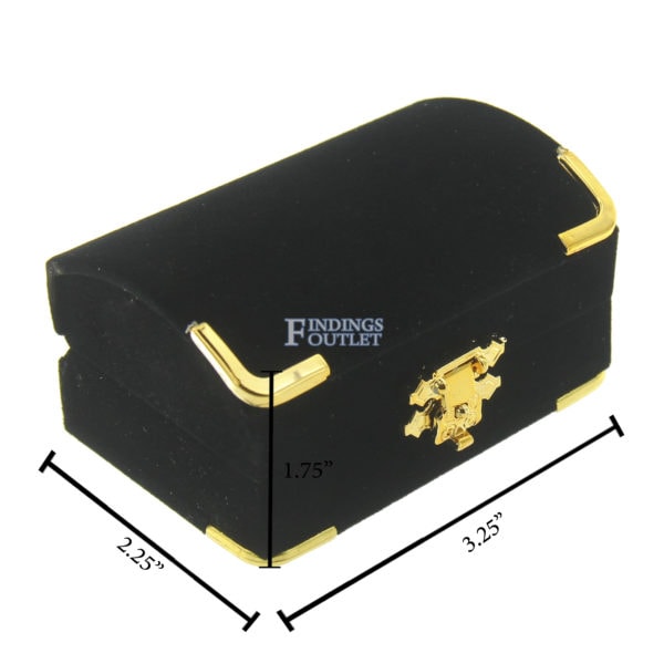 Black Velvet Treasure Chest Double Ring Box Display Jewelry Gift Box Dimensions