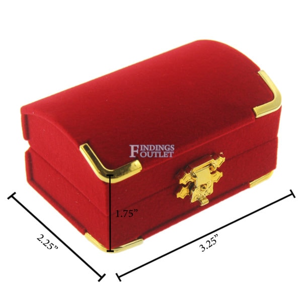Red Velvet Treasure Chest Double Ring Box Display Jewelry Gift Box Dimensions