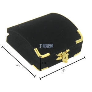 Black Velvet Treasure Chest Pendant Box Display Jewelry Gift Box Dimensions