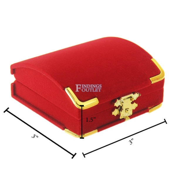 Red Velvet Treasure Chest Pendant Box Display Jewelry Gift Box Dimensions