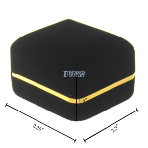 Black Velvet Gold Trim Ring Box Display Jewelry Gift Box Dimensions