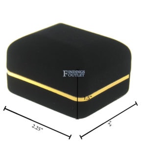 Black Velvet Gold Trim Double Ring Box Display Jewelry Gift Box Dimensions