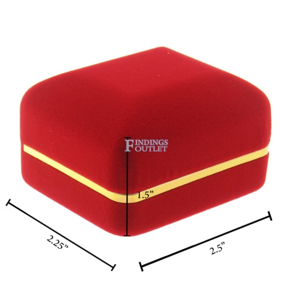 Red Velvet Gold Trim Double Ring Box Display Jewelry Gift Box Dimensions