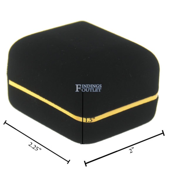 Black Velvet Gold Trim Earring Box Display Jewelry Gift Box Dimensions