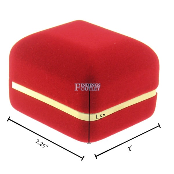 Red Velvet Gold Trim Earring Box Display Jewelry Gift Box Dimensions