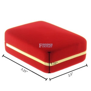Red Velvet Gold Trim Earring Pad Box Display Jewelry Gift Box Dimensions