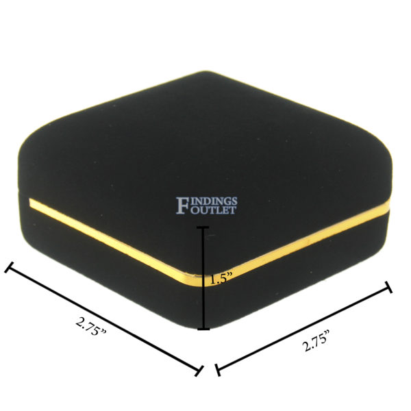 Black Velvet Gold Trim Pendant Box Display Jewelry Gift Box Dimensions