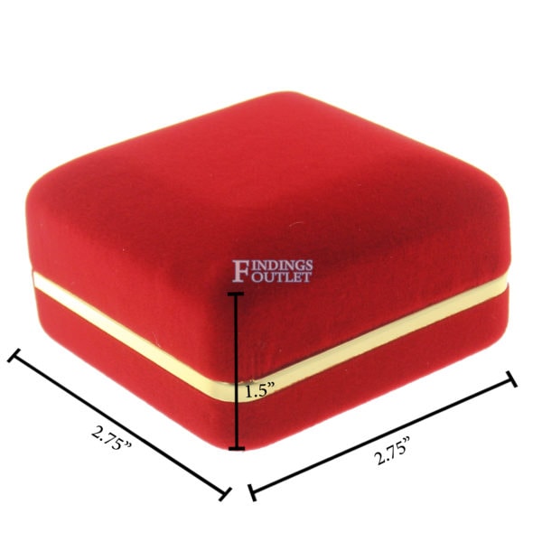 Red Velvet Gold Trim Pendant Box Display Jewelry Gift Box Dimensions