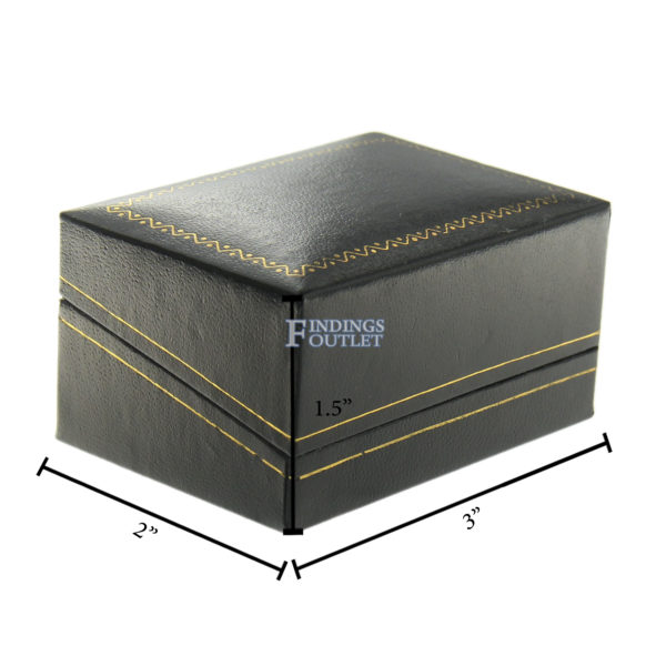 Black Leather Classic Double Ring Box Display Jewelry Gift Box Dimensions