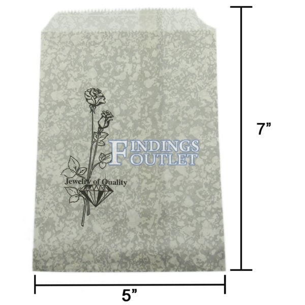 5x7 Silver Paper Gift Bags For Jewelry Merchandise Dimensions