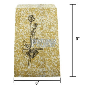 6x9 Gold Paper Gift Bags For Jewelry Merchandise Dimensions