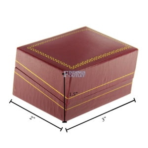 Red Leather Classic Double Ring Box Display Jewelry Gift Box Dimensions
