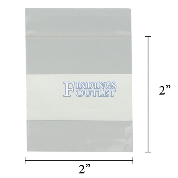 2x2 Plastic Resealable Bags Clear Zip Lock 2 Mil w/ Writing Block Dimensions
