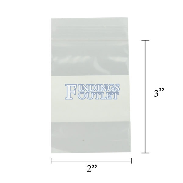 2x3 Plastic Resealable Bags Clear Zip Lock 2 Mil w/ Writing Block Dimensions