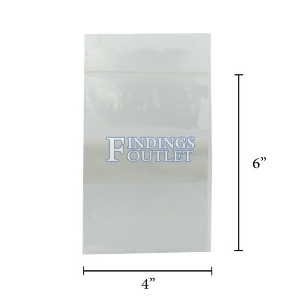 4x6 Plastic Resealable Bags Clear Zip Lock 2 Mil w/ Writing Block Dimensions