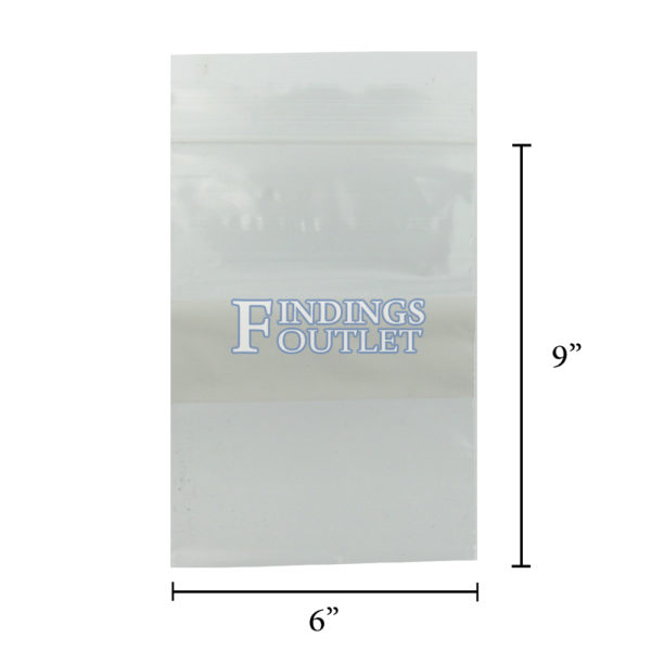 6x9 Plastic Resealable Bags Clear Zip Lock 2 Mil w/ Writing Block Dimensions