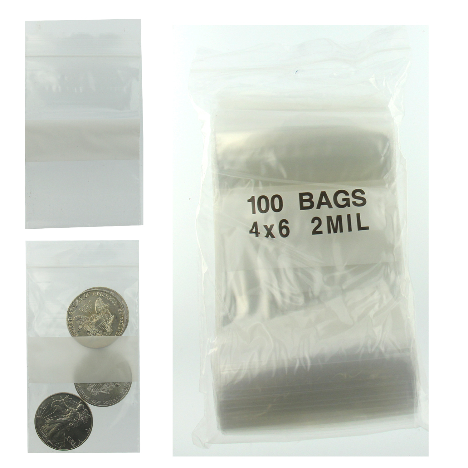 4 x 6 x 2 mil Clear Eco-Friendly Poly Ziplock Bags