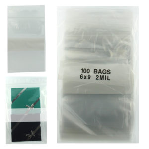 6x9 Plastic Resealable Bags Clear Zip Lock 2 Mil w/ Writing Block