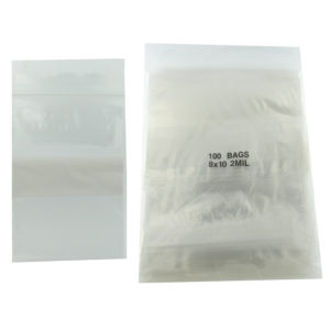8x10 Plastic Resealable Bags Clear Zip Lock 2 Mil w/ Writing Block