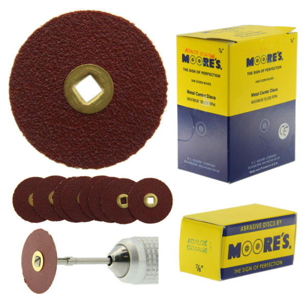 E.C. Moore’s Adalox Sanding Disc ⅞” Coarse Medium Fine Snap On Metal Center