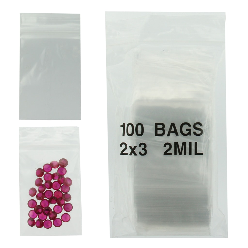 2x3 Plastic Resealable Bags Clear Zip Lock 2 Mil Pack of 100 - Findings  Outlet