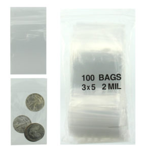 3x5 Plastic Resealable Bags Clear Zip Lock 2 Mil