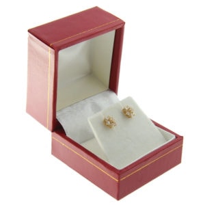 Red Leather Classic Earring Box Display Jewelry Gift Box