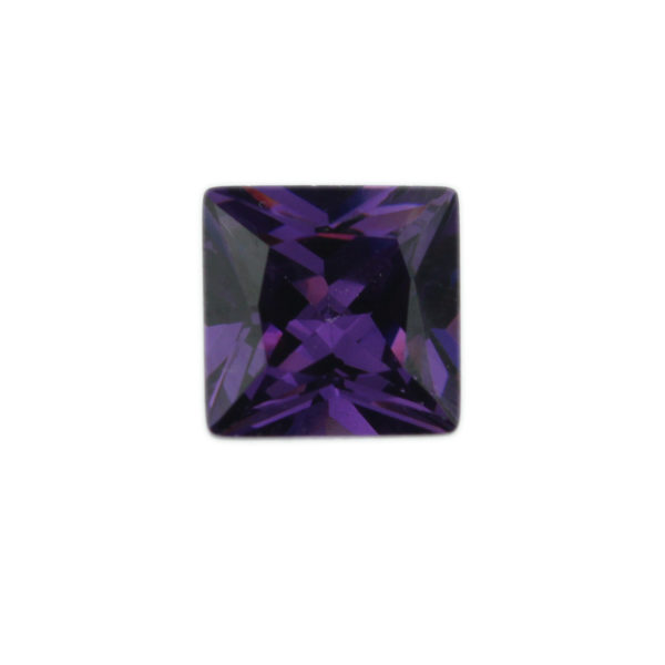 Loose Princess Cut Amethyst CZ Gemstone Cubic Zirconia February Birthstone Front