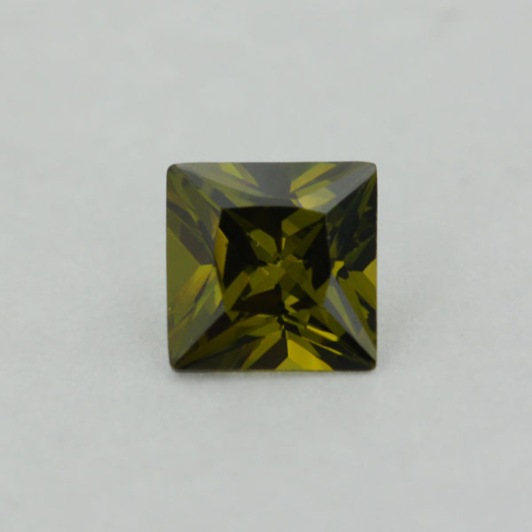 Loose Princess Cut Peridot CZ Gemstone Cubic Zirconia August Birthstone Front